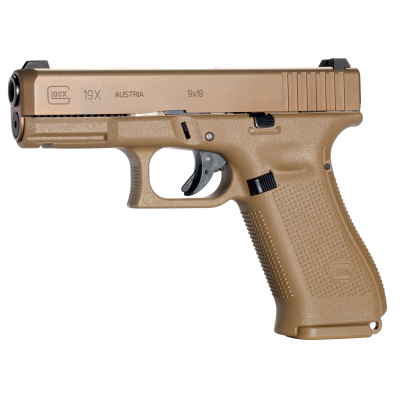 Glock G19X Compact 9mm Luger 10+1 4.02" Black GMB Barrel, Coyote nPVD Serrated Slide, Coyote Brown Polymer Frame w/Accessory Rail, Coyote Brown Textured Polymer Grip Ambidextrous