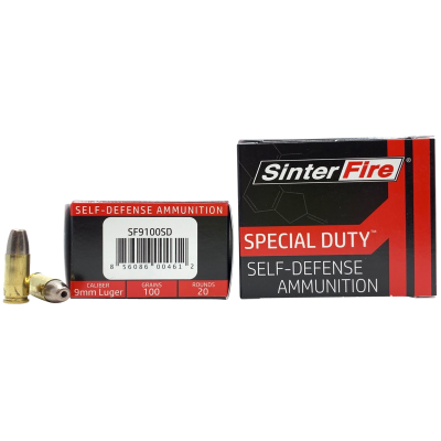 Sinterfire Special Duty 9mm 100gr Lead Free Frangible HP 20rd Box