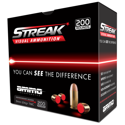 Ammo Inc Streak Visual (Red) 9mm 124gr TMJ 20rd Box