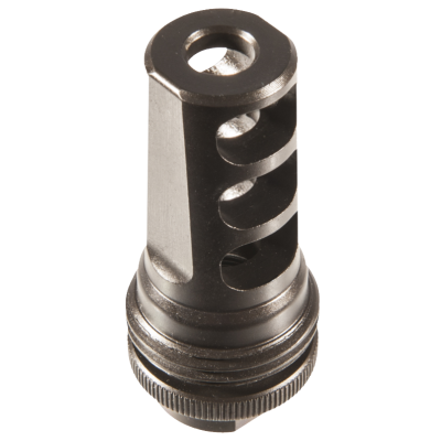 SilencerCo AC857 ASR Muzzle Brake – .338 Cal, 5/8"-24 Threads, Black Steel