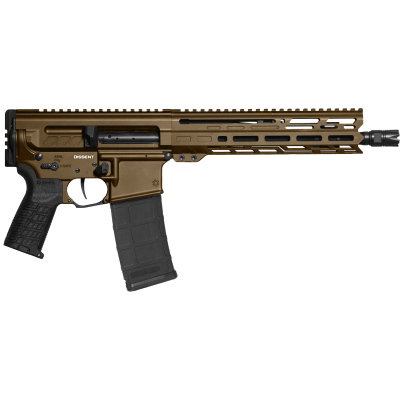 CMMG 30AC278MB Dissent MK4 300 Blackout 30+1 10.50", Midnight Bronze Rec, Picatinny Brace Adapter, 9.60" M-LOK Handguard, Left Side Charging Handle, Zeroed Linear Comp, Zeroed Drop-In Single Stage Trigger, Adj. Gas Block