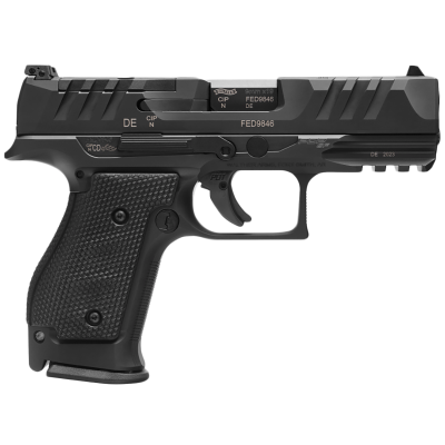 Walther Arms PDP Steel Frame Compact Frame 9mm Luger 15+1 4" Black Steel Barrel, Matte Black Tenifer Optic Ready/Serrated Steel Slide, Black Steel Frame w/Picatinny Rail, Textured Wraparound Grip