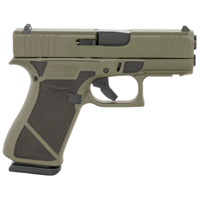 Glock G43X Slim Sub-Compact Frame 9mm Luger 10+1 3.41" Black Steel Barrel OD Green w/Diamond Stippling Serrated Steel Slide OD Green w/Diamond Stippling Polymer Frame w/Beavertail Black Textured Grip Ambidextrous, USA Made