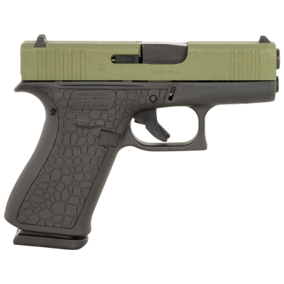 Glock G43X Slim Sub-Compact Frame 9mm Luger 10+1 3.41" Black GMB Barrel, Lime Green Cerakote Serrated Steel Slide