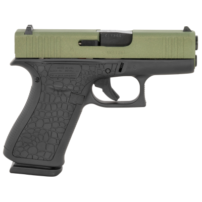 Glock G43X Slim Sub-Compact Frame 9mm Luger 10+1 3.41" Black GMB Barrel, Bayou Green Cerakote