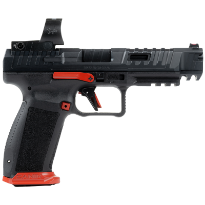 Canik SFx Rival Full Size Frame 9mm Luger 18+1 5" Black Steel Barrel, Black Steel Optic Ready/Ported/Serrated Slide, Black w/Red Accents Polymer Frame w/Picatinny Rail, Interchangeable Backstrap Grip, MeCanik M03 Red Dot