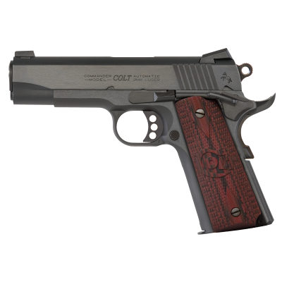 Colt Commander Combat O4942XE 9mm – 4.25" Barrel, Blued Carbon Steel, Black Cherry G10 Grips, Ambidextrous 