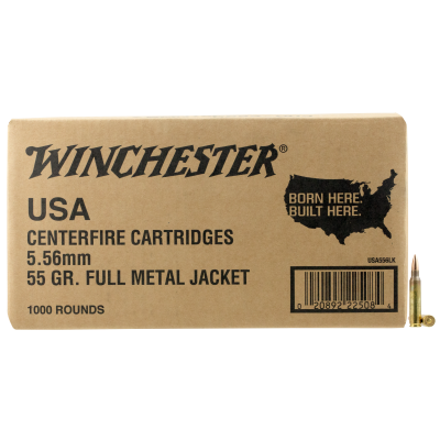 Winchester USA 5.56 NATO 55gr FMJ 1000rd Case