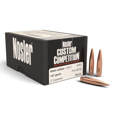 Nosler Custom Competition, Nos 49742 Cust Comp  6mm 107  Hpbt  100