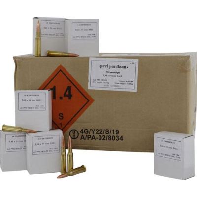PPU 7.62x54 182gr FMJ 750rd Case