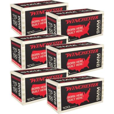 Winchester USA 9mm 115gr FMJ Wooden Box 600rd Case