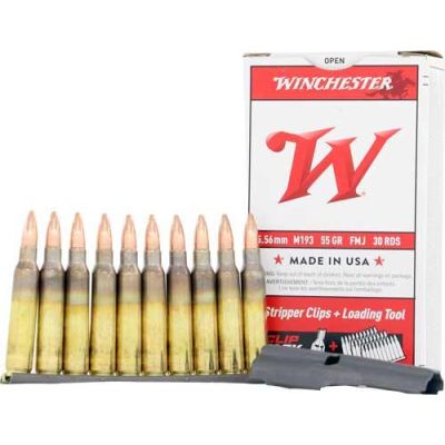 Winchester USA 5.56x45 55gr FMJ 3-Strip Clip 30rd Clip
