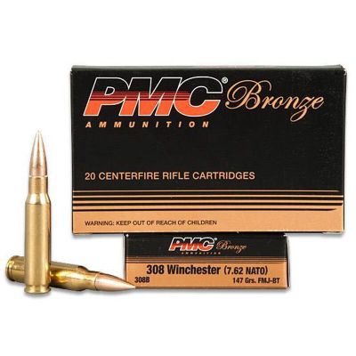 PMC Bronze .308 Winchester Rifle Ammo 147gr FMJBT 20rd Box or 500rd Case