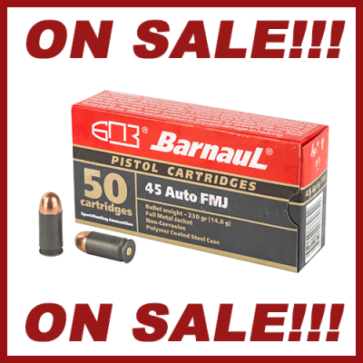 Barnaul Ammunition 45 ACP 230Gr FMJ  Polycoated Steel Case 50 Round Box