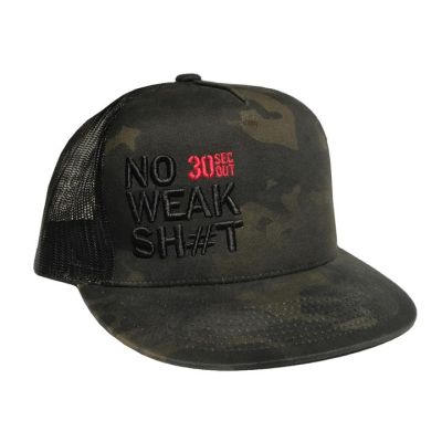 30 Seconds Out 'No Weak Shit' Flat Brim Hat - Multicam Black