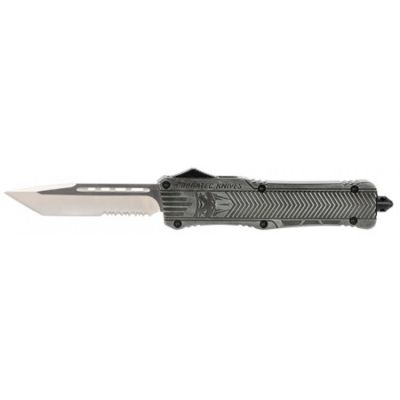 Cobra Tec Knives CTK-1 Large 3.75" Tanto Part Serrated D2 Steel Stonewashed Aluminum Handle OTF