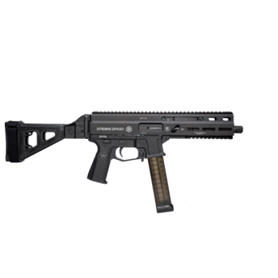 Grand Power SP45A3 Stribog 45 ACP 20+1 8" Black Threaded Barrel, Black Aluminum Picatinny Rail Receiver, Black SB Tactical Brace, Black Polymer Grip, Thread Protector