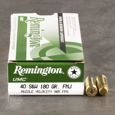 Remington 40 S&W 180Gr FMJ UMC 500Rd Case