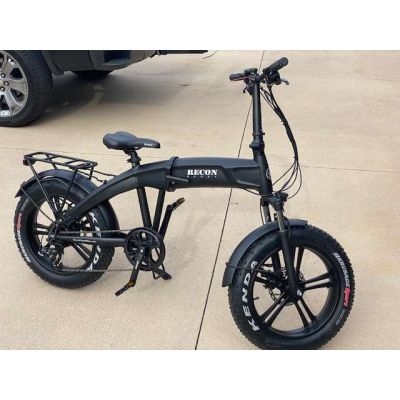 Recon Scout Folding E-Bike With (20-35 Mile Range)48 Volt Lithium Ion Battery And 500 Watt Hub Motor - Black