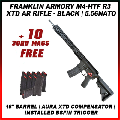 Franklin Armory M4-HTF R3 XTD AR Rifle - Black | 5.56NATO | 16" Barrel | AURA XTD Compensator | Installed BSFIII Trigger w/ 10 FREE Magazines!