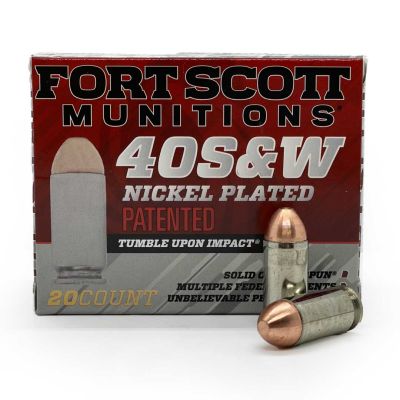 Fort Scott Munitions 40 S&W Nickel Plated Brass TUI 125Gr Handgun Ammo - 20 Round Box