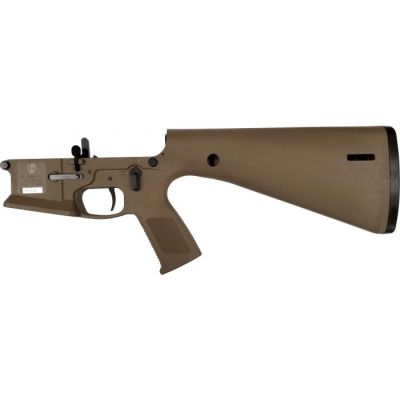 KE Arms KP-15 Polymer Complete AR15 Lower Receiver - FDE | DMR & Ambidextrous Controls | Integral Buttstock & Pistol Grip