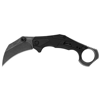 Kershaw, Outlier, Assisted Open Folding Knife, 2.6" Karambit Blade, Plain Edge, 8Cr13MoV Steel, Blackwash Finish, Black Handle