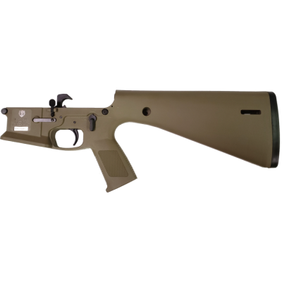 KE Arms KP-15 Polymer Complete AR15 Lower Receiver - FDE | Mil-Spec Parts Kit | Integral Buttstock & Pistol Grip