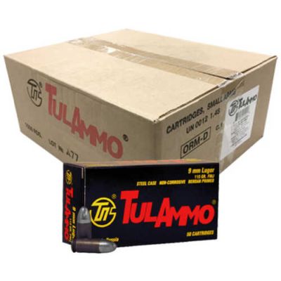 TulAmmo Steel Case 9mm 115 Grain Full Metal Jacket 1000 Rounds (Case)
