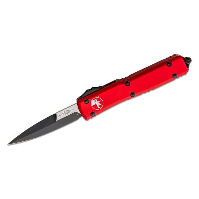 Microtech Ultratech Auto OTF 3.46" Black Double Edge Bayonet Blade - Red