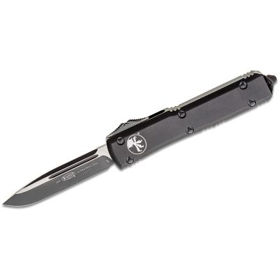 Microtech Ultratech Tactical Auto OTF 3.46" Black Drop Point Plain Blade