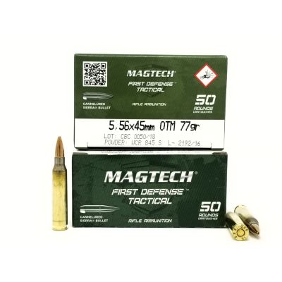 Magtech First Defense Tactical 5.56x45mm 77 GR Sierra Cannelured HPBT 50 Rds