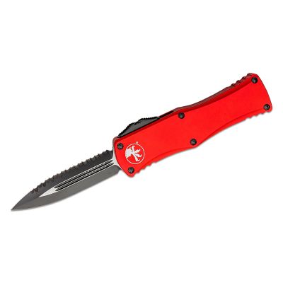 Microtech Hera OTF 3.125" Plain/Serrated Double Edge Dagger Black - Black/Red