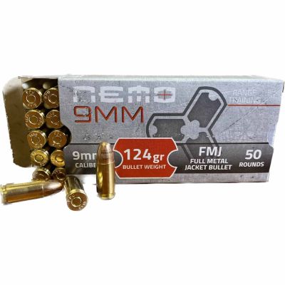 Nemo Arms Branded PPU 9mm 124gr FMJ 1000rd Case