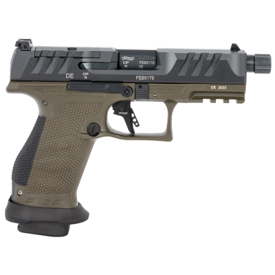 Walther Arms PDP Pro SD Exclusive Configuration Compact 9mm Luger 18+1 4.60" Black Steel Threaded Barrel, Black Optic Ready/Serrated Slide, OD Green Polymer Frame w/Picatinny Rail, Performance Duty Texture Grips, Ambidextrous