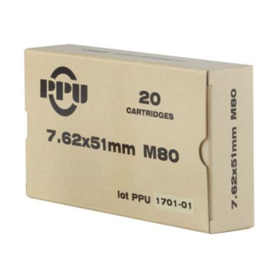  PPU Ammo 7.62X51MM 149GR. FMJ-BT 20-Pack