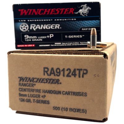 Winchester T-Series 9mm 124gr +P JHP 500rd Case - Free Shipping!!