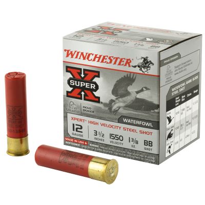 Winchester Ammunition Xpert HI-Velocity Steel, 12 Gauge, 3.5", #BB, 1 3-8 oz, Steel Shot, Lead Free, 25 Round Box WEX12LBB
