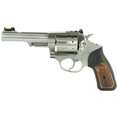 USED Ruger, SP101, Double/Single Action, Revolver, Small Frame, 22LR, 4.2" Barrel, Stainless Steel, Satin Finish, Silver, Rubber Grips with Wood Inlay, Fiber Optic Front and Adjustable Rear Sights, 8 Rounds, KSP-242-8