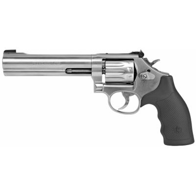 USED Smith & Wesson, Model 617, Double/Single Action, Metal Frame Revolver, K-Frame, 22LR, 6" Barrel, Stainless Steel, Satin Finish, Silver, Rubber Grips, Adjustable Sights, 10 Rounds, Target Trigger
