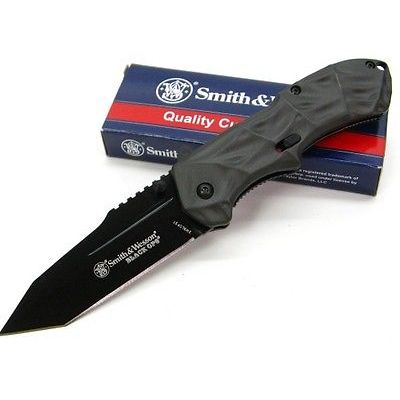 Smith & Wesson Black Ops Tanto with Serrations Assissted Opening Folding Knife