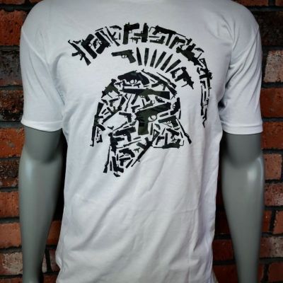 Tactical Shit "Tactical Spartan Helmet"-White T-Shirt-Midnight Camo Decal