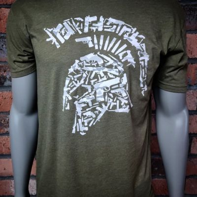 Tactical Shit "Tactical Spartan Helmet"-Military Green T-Shirt-Winter Camo Decal