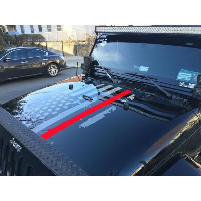 Thin Red Line Distressed Flag Hood Graphic