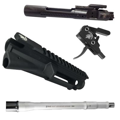 Tactical Shit AR Builders Bundle - Stripped Upper, Kirgin 10.3" .223 wylde Barrel, Bolt Carrier Group,and Bang Switch Drop-in Trigger