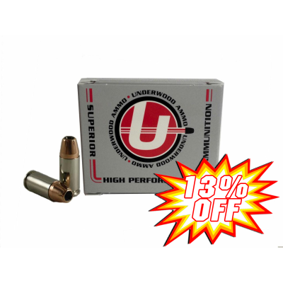 Underwood Ammo 9mm Luger Handgun Ammo - 147 Grain | +P | Nosler Jacketed Hollow Point