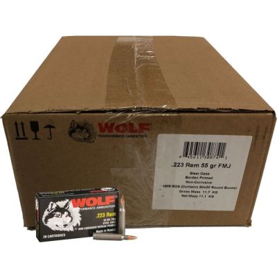 Wolf  Steel Case 223 55gr FMJ 1000rd Case 