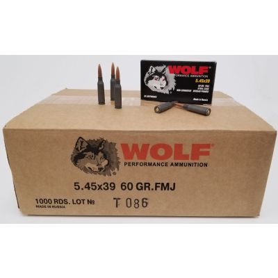 Wolf Steel Case 5.45x39 Rifle Ammo 60gr FMJ 1000rd Case