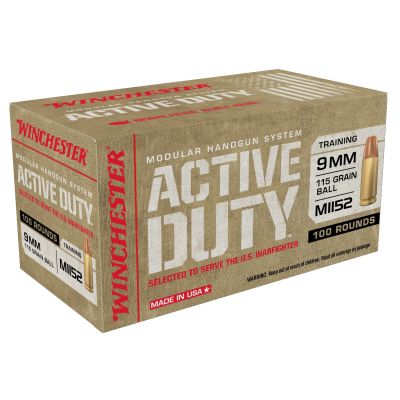 Winchester Active Duty 9mm 115gr FMJFN 100rd box