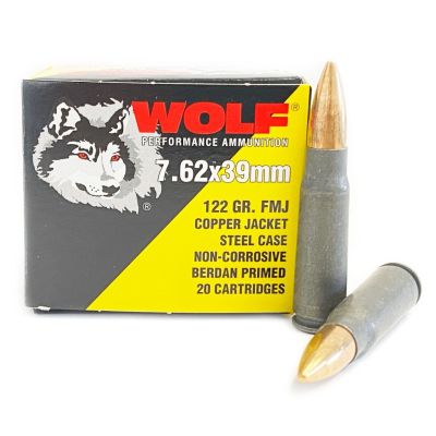  Wolf 7.62x39 122 Grain FMJ Steel Case Range Safe 20rd Box or 1000rd Case